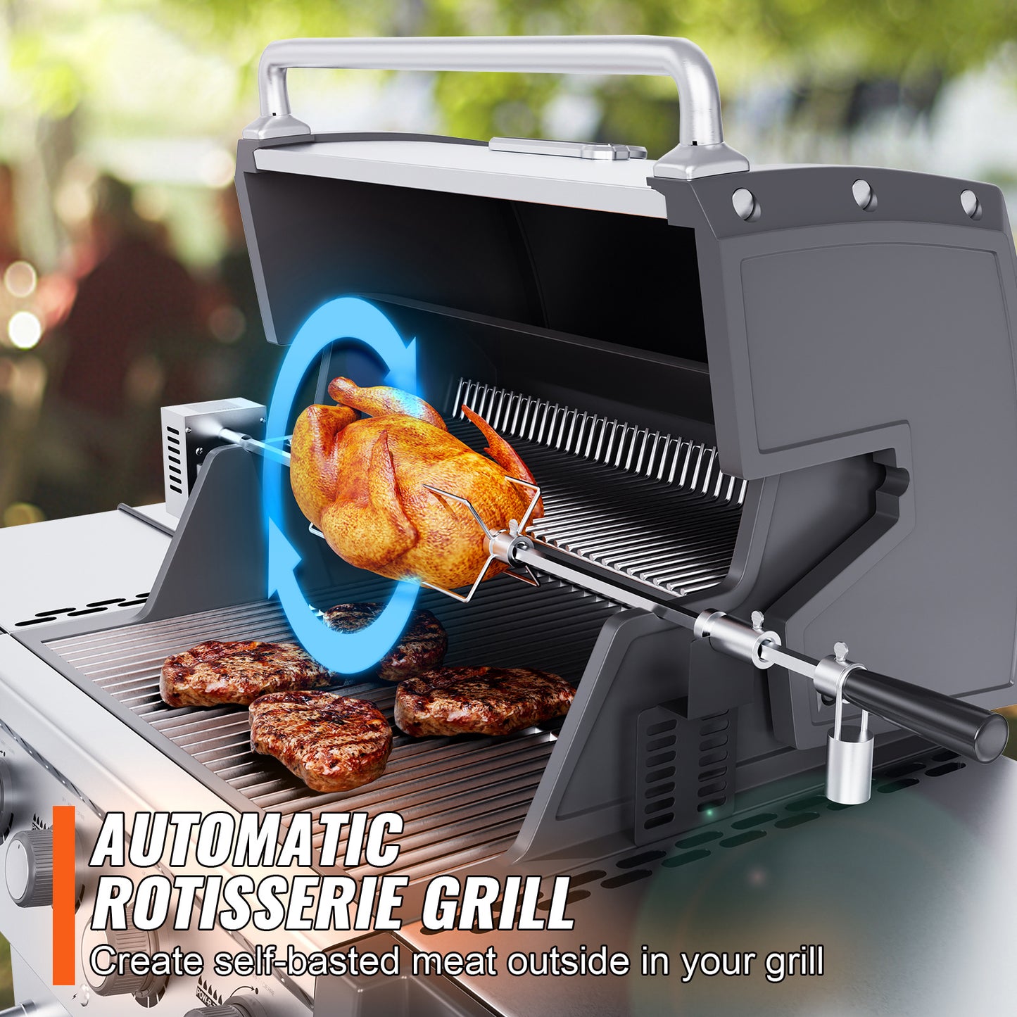 Happybuy 32"/39" Hexagon BBQ Grill Rotisserie Kit
